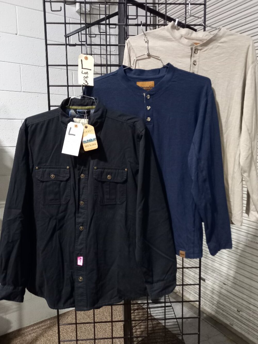 Men's Long Sleeve Flannel Lined Shirt + 2-Long Sleeve Henleys | Large